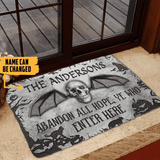 Dog Doormat 3D Skull Skeleton Goth Family Halloween Custom Name Doormat