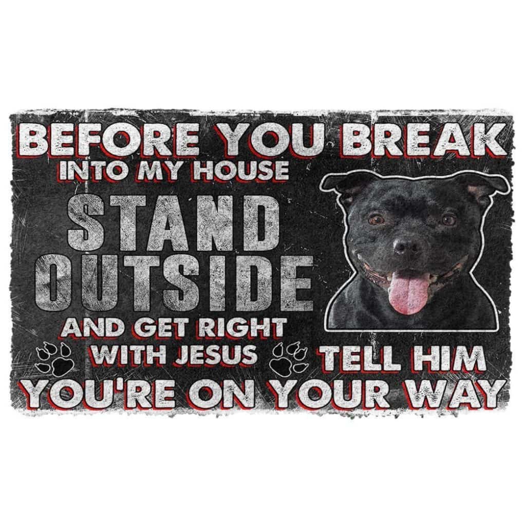 Dog Doormat 3D Staffordshire Bull Terrier Before You Break Into My House Custom Doormat
