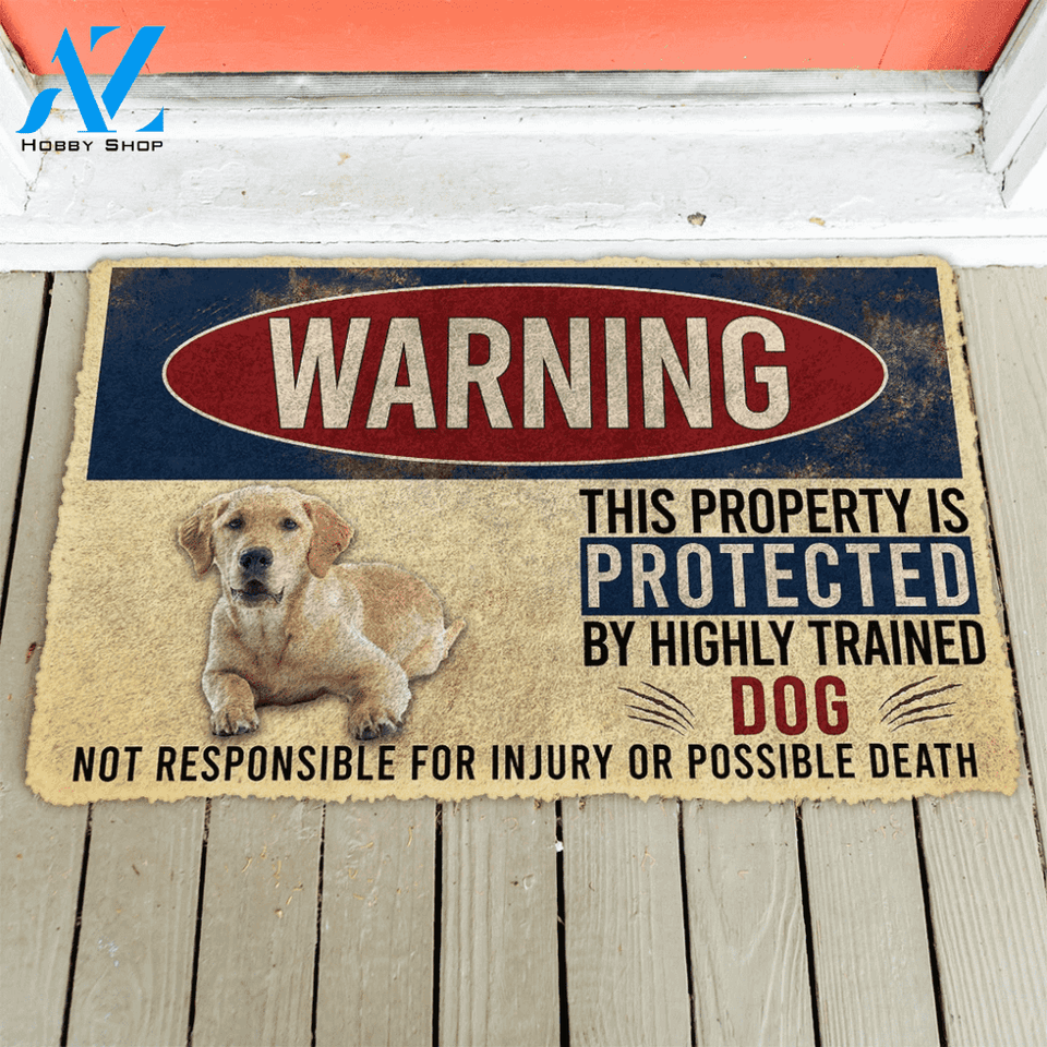 Dog Doormat 3D Warning This Property Protected By Labrador Retriever Custom Doormat