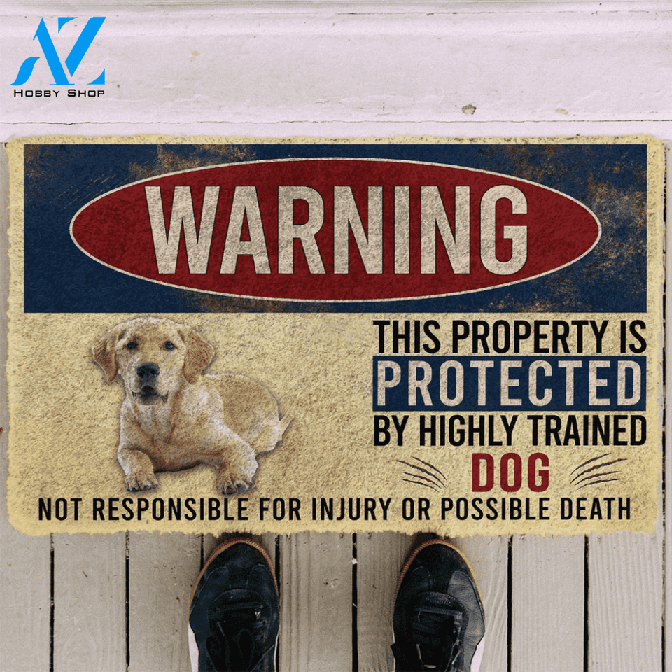 Dog Doormat 3D Warning This Property Protected By Labrador Retriever Custom Doormat