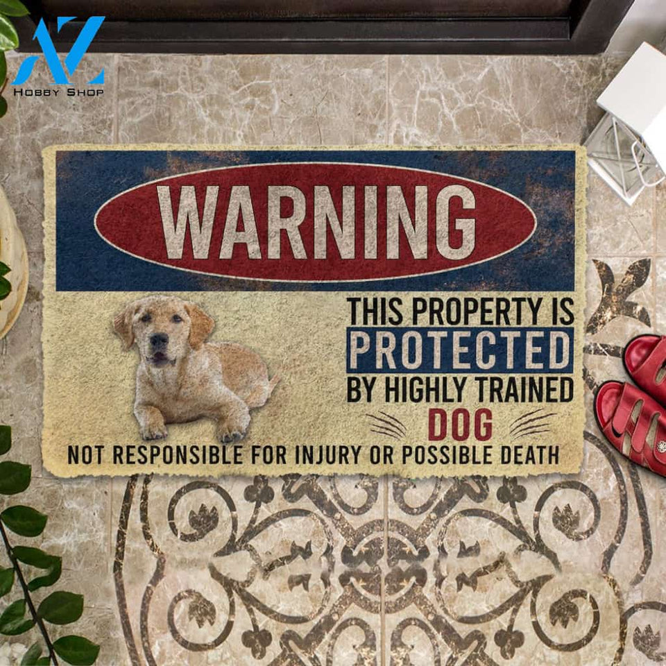 Dog Doormat 3D Warning This Property Protected By Labrador Retriever Custom Doormat