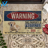 Dog Doormat 3D Warning This Property Protected By Labrador Retriever Custom Doormat