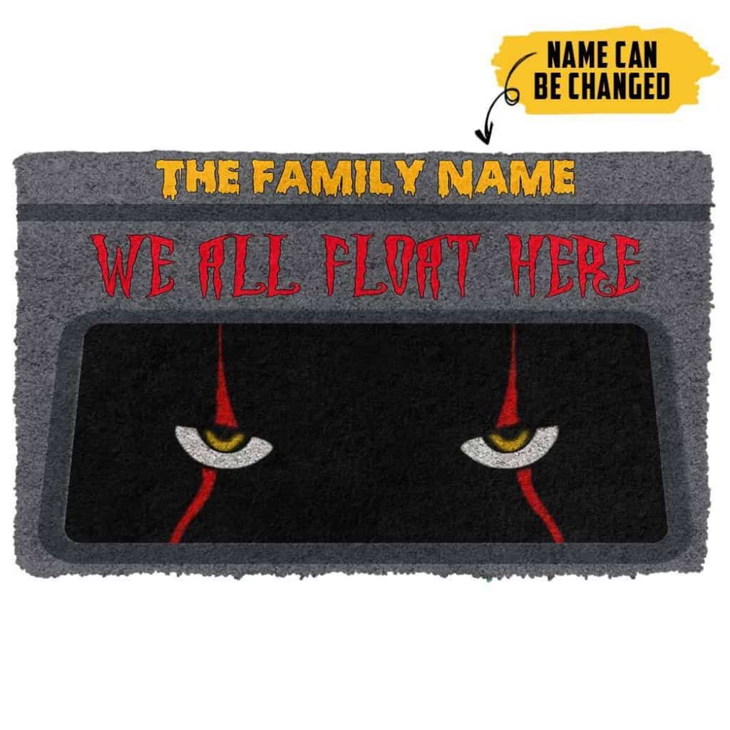 Dog Doormat 3D We All Float Here Halloween Custom Name Doormat