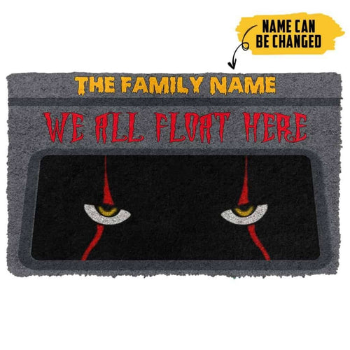 Dog Doormat 3D We All Float Here Halloween Custom Name Doormat