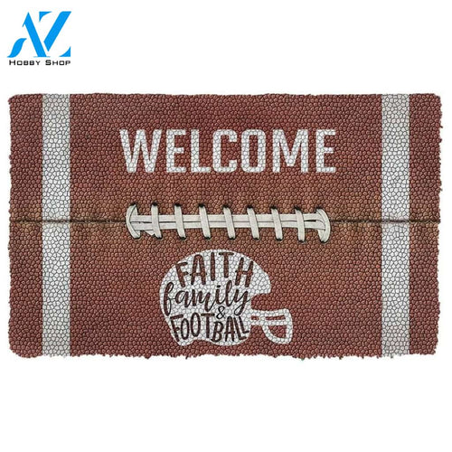 Dog Doormat 3D Welcome Faith Family Football Doormat