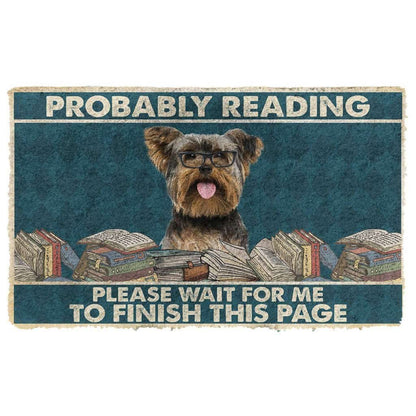 Dog Doormat 3D Yorkshire Terrier Probably Reading Please Wait Custom Doormat