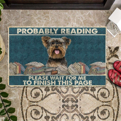 Dog Doormat 3D Yorkshire Terrier Probably Reading Please Wait Custom Doormat