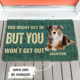 Dog Doormat 3D You Might Get In But You Wont Get Out Australian Shepherds Dog Doormat