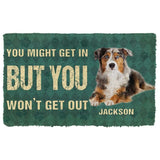 Dog Doormat 3D You Might Get In But You Wont Get Out Australian Shepherds Dog Doormat