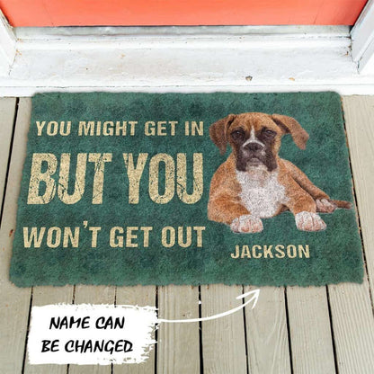 Dog Doormat 3D You Might Get In But You Wont Get Out Boxers Dog Doormat