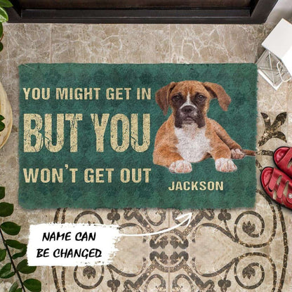 Dog Doormat 3D You Might Get In But You Wont Get Out Boxers Dog Doormat