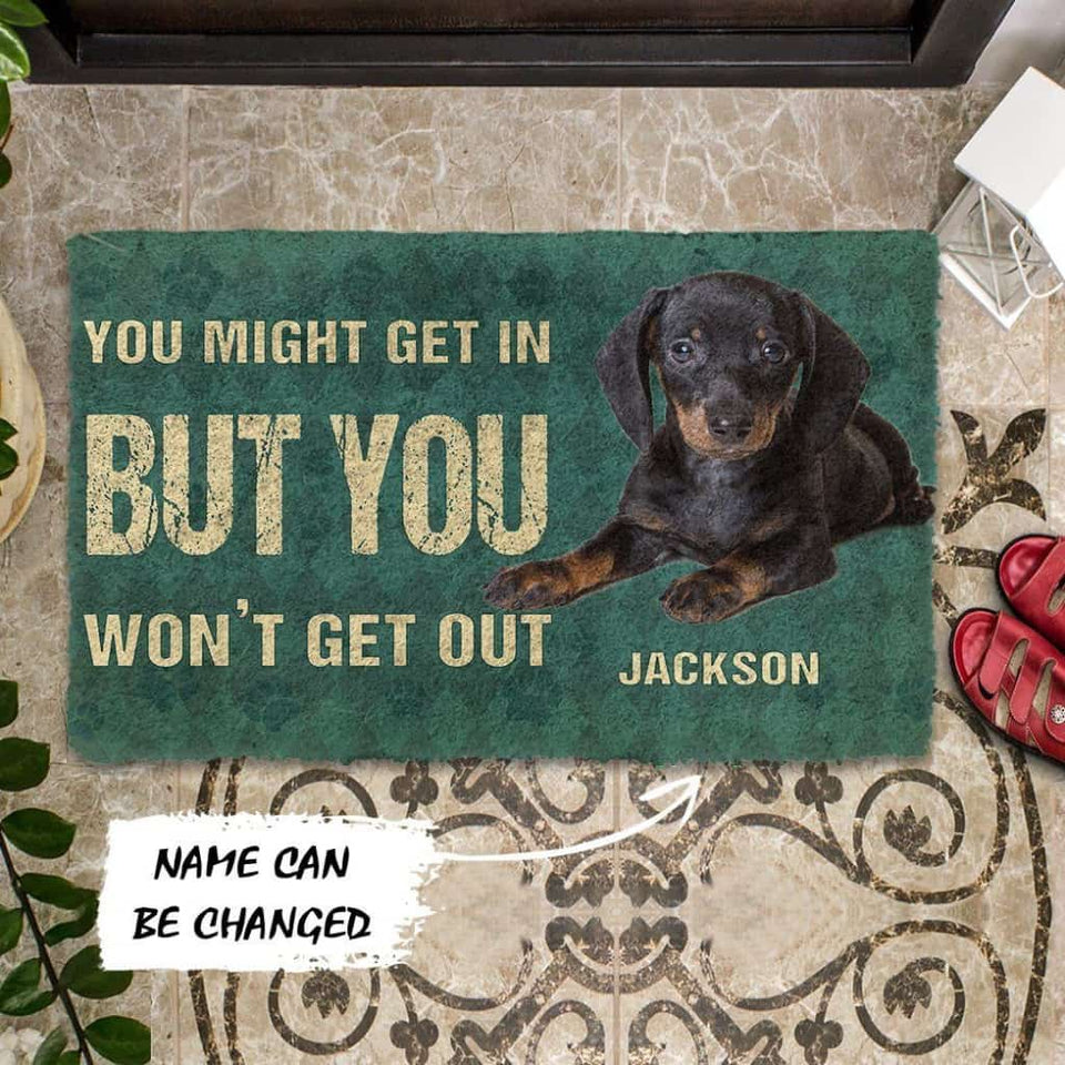 Dog Doormat 3D You Might Get In But You Wont Get Out Dachshunds Dog Doormat