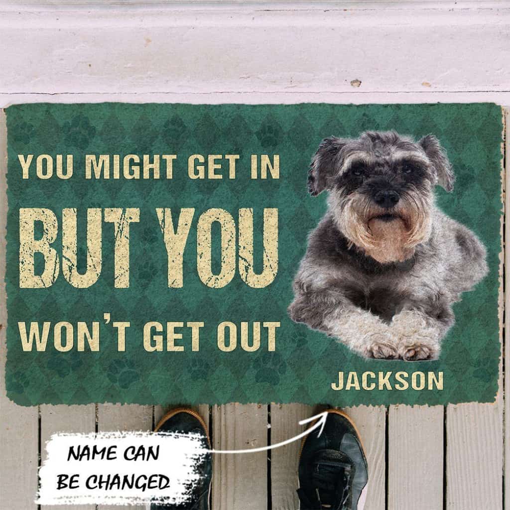 Dog Doormat 3D You Might Get In But You Wont Get Out Miniature Schnauzers Dog Doormat