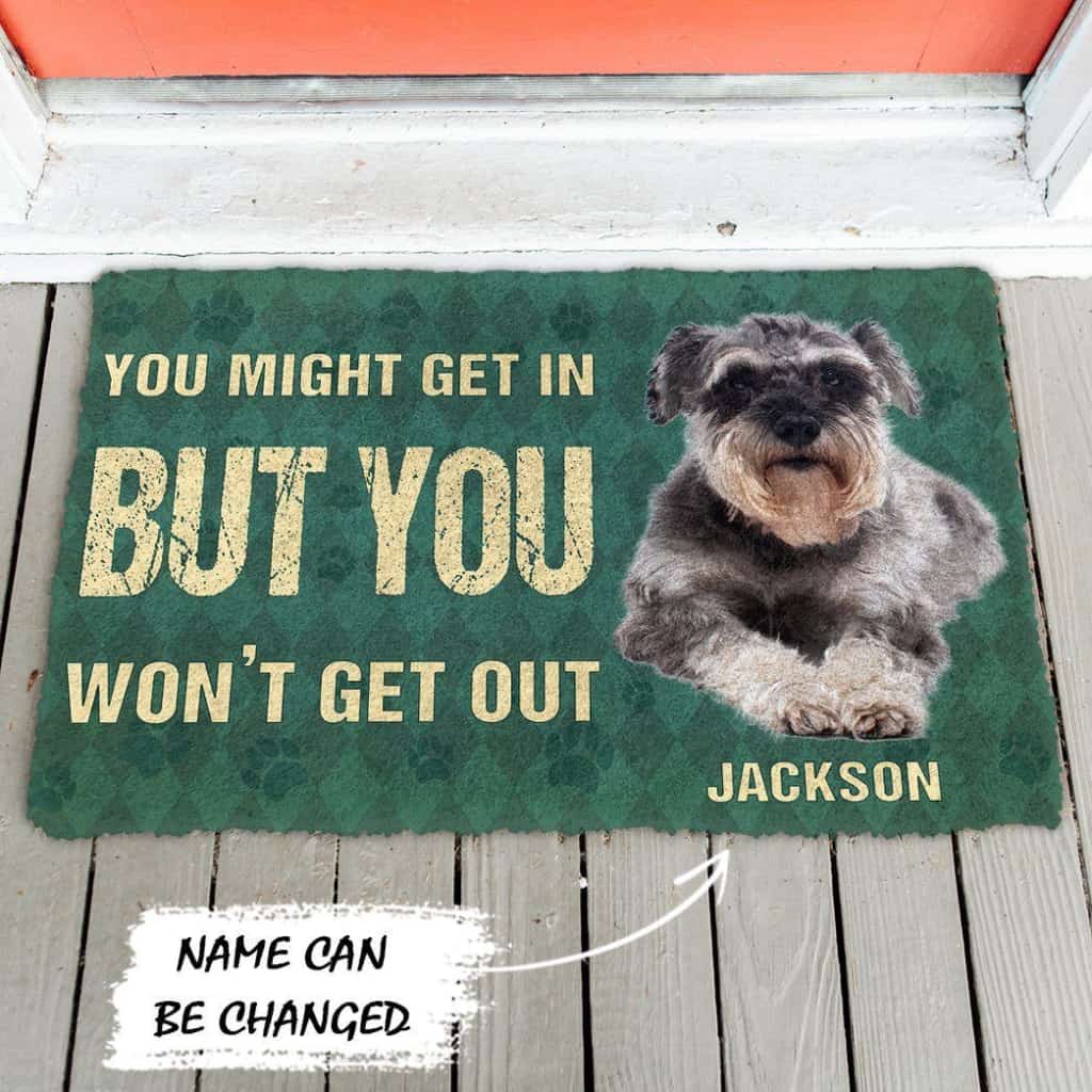 Dog Doormat 3D You Might Get In But You Wont Get Out Miniature Schnauzers Dog Doormat