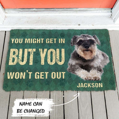 Dog Doormat 3D You Might Get In But You Wont Get Out Miniature Schnauzers Dog Doormat
