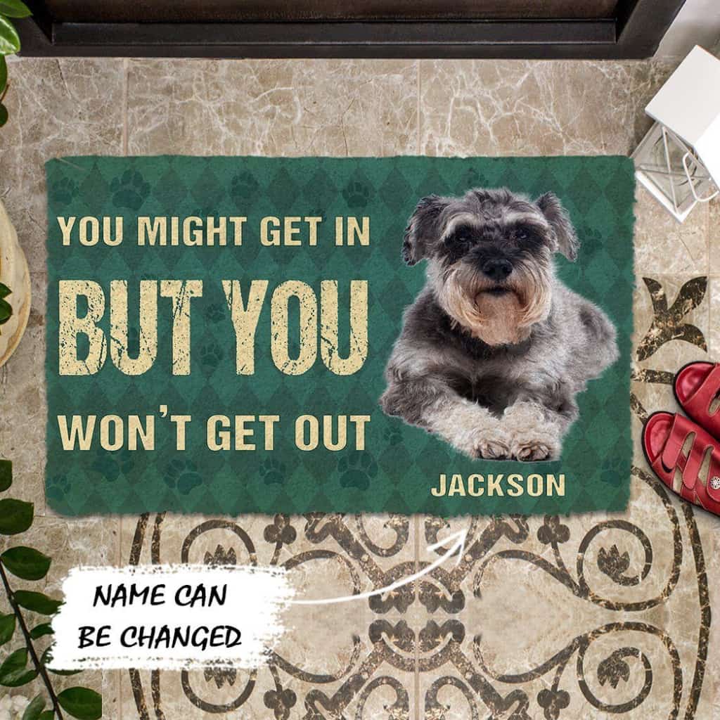 Dog Doormat 3D You Might Get In But You Wont Get Out Miniature Schnauzers Dog Doormat