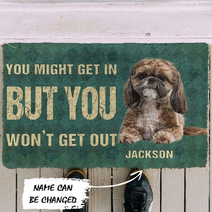 Dog Doormat 3D You Might Get In But You Wont Get Out Shih Tzu Dog Doormat