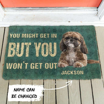 Dog Doormat 3D You Might Get In But You Wont Get Out Shih Tzu Dog Doormat