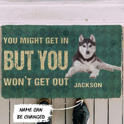 Dog Doormat 3D You Might Get In But You Wont Get Out Siberian Huskies Dog Doormat