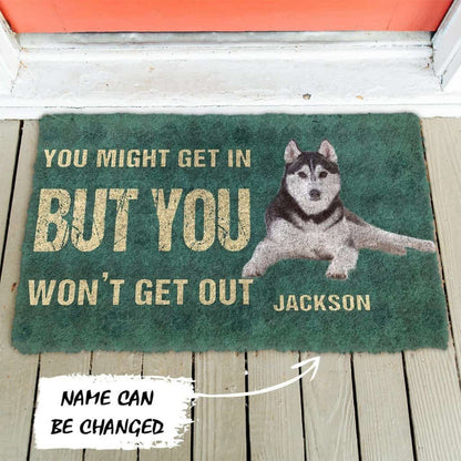 Dog Doormat 3D You Might Get In But You Wont Get Out Siberian Huskies Dog Doormat