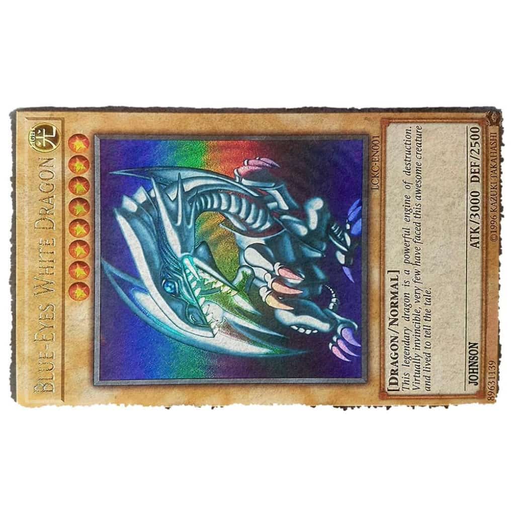 Dog Doormat 3D Yugioh Ultra Rare 1st Edition Blue Eyes White Dragon Card Custom Name Doormat