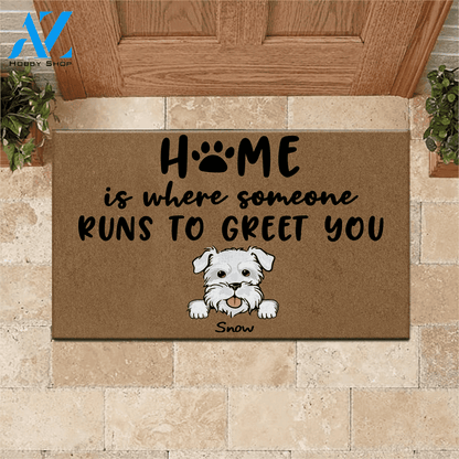 Dog Doormat Customized Home Is Where Someone Runs To Greet You | WELCOME MAT | HOUSE WARMING GIFT