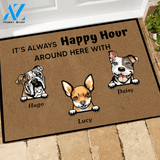 Dog Doormat Customized It's Always Happy Hour Around Here With | WELCOME MAT | HOUSE WARMING GIFT