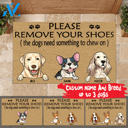 Dog Doormat Customized Name And Breed Please Remove Your Shoes The Dog Needs Something To Chew | WELCOME MAT | HOUSE WARMING GIFT