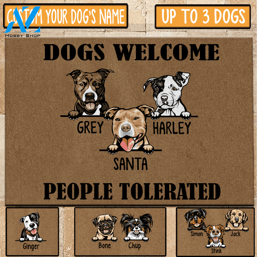 Dog Doormat Customized Name And Breed Welcome People Tolerated | WELCOME MAT | HOUSE WARMING GIFT
