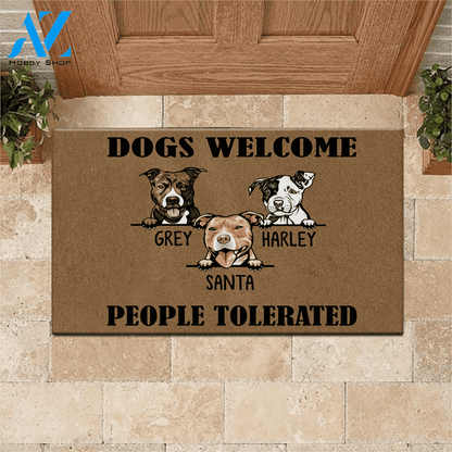 Dog Doormat Customized Name And Breed Welcome People Tolerated | WELCOME MAT | HOUSE WARMING GIFT