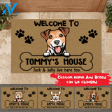 Dog Doormat Customized Name And Breed Welcome To Dog's House Human Live Here Too | WELCOME MAT | HOUSE WARMING GIFT