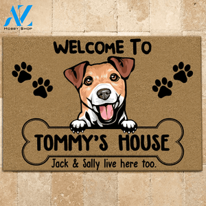 Dog Doormat Customized Name And Breed Welcome To Dog's House Human Live Here Too | WELCOME MAT | HOUSE WARMING GIFT