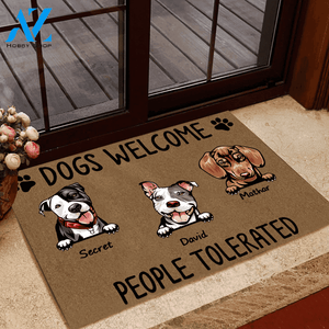 Dog Doormat Customized Names and Breeds Dogs Welcome People Tolerated | WELCOME MAT | HOUSE WARMING GIFT