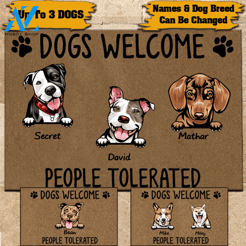 Dog Doormat Customized Names and Breeds Dogs Welcome People Tolerated | WELCOME MAT | HOUSE WARMING GIFT