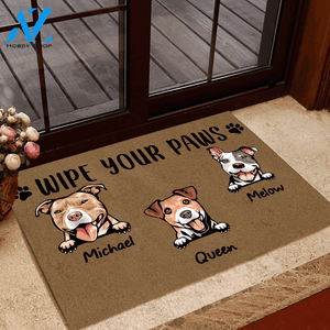 Dog Doormat Customized Names and Breeds Wipe Your Paws | WELCOME MAT | HOUSE WARMING GIFT