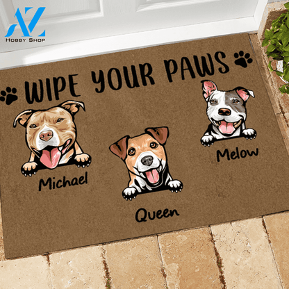 Dog Doormat Customized Names and Breeds Wipe Your Paws | WELCOME MAT | HOUSE WARMING GIFT