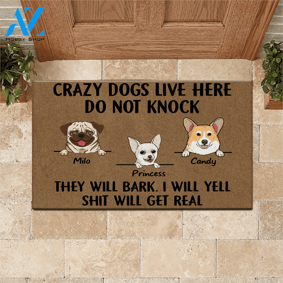 Dog Doormat Personalized Name And Breed Crazy Dogs Live Here | WELCOME MAT | HOUSE WARMING GIFT