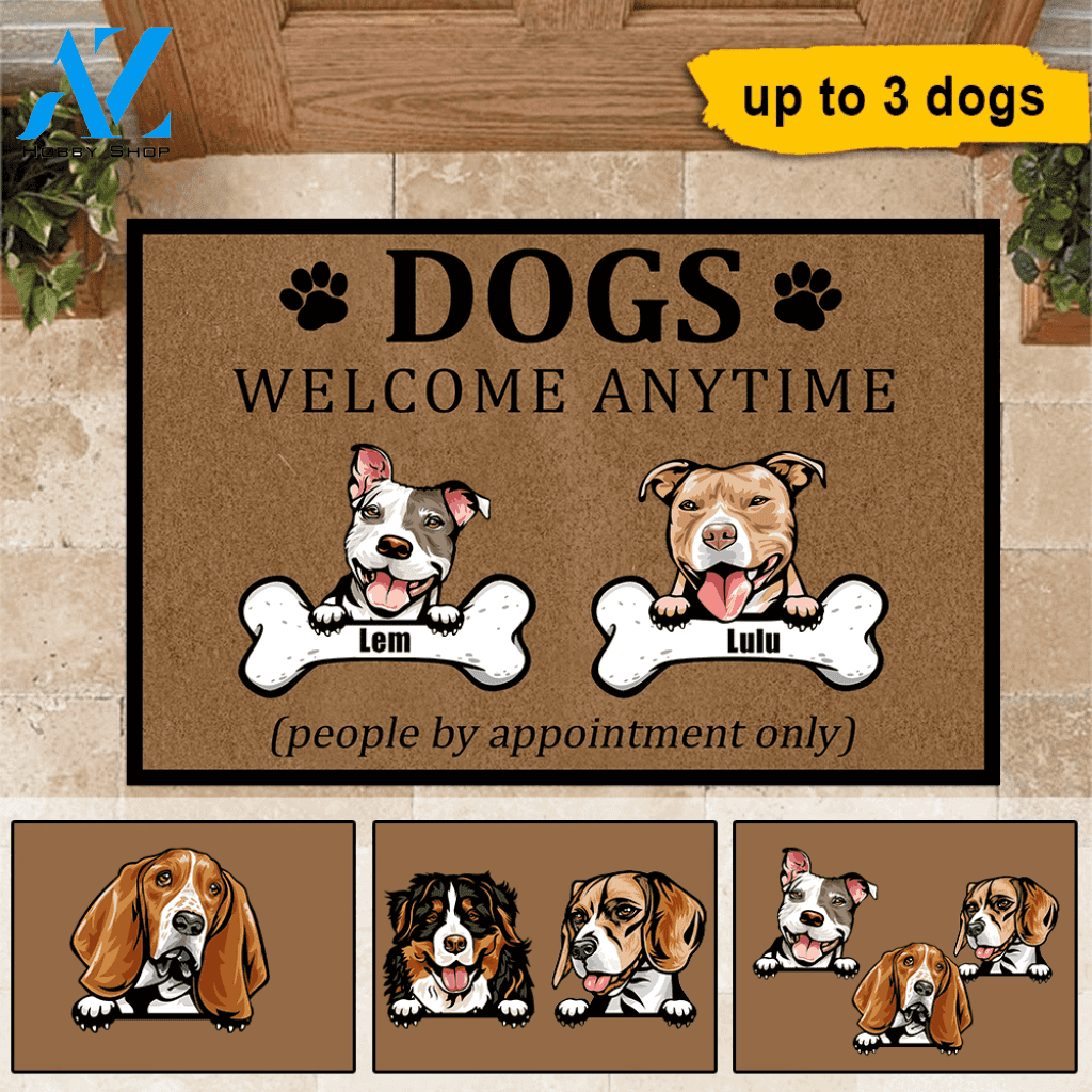 Dog Doormat Personalized Name and Breed Dogs Welcome Anytime People By Appointment Only Personalized Gift | WELCOME MAT | HOUSE WARMING GIFT
