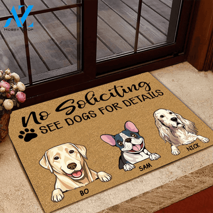 Dog Doormat Personalized Names and Breeds No Soliciting See Dogs For Detail Personalized Gift | WELCOME MAT | HOUSE WARMING GIFT