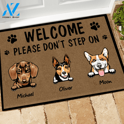 Dog Doormat Personalized Names and Breeds Welcome Please Don't Step On My Dog Personalized Gift | WELCOME MAT | HOUSE WARMING GIFT