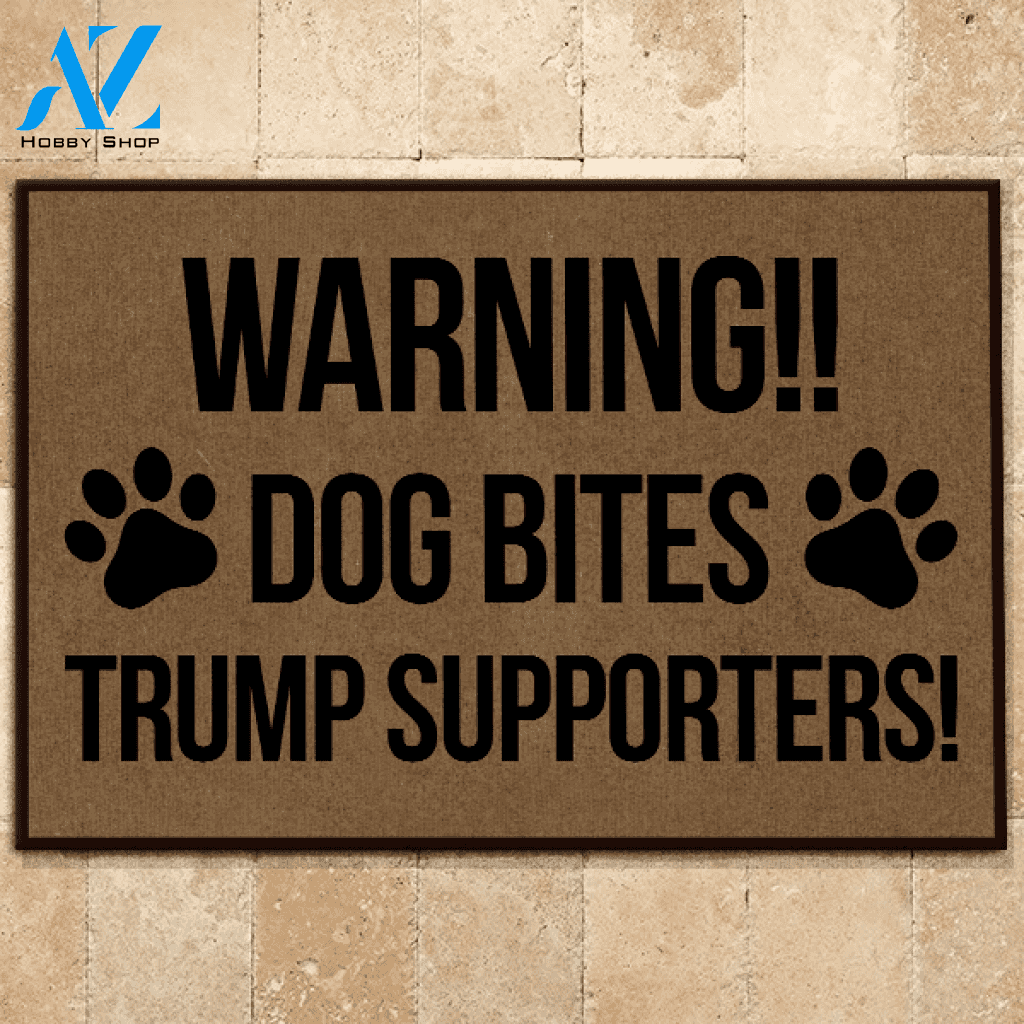 Dog Doormat Warning Dog Bites | Welcome Mat | House Warming Gift