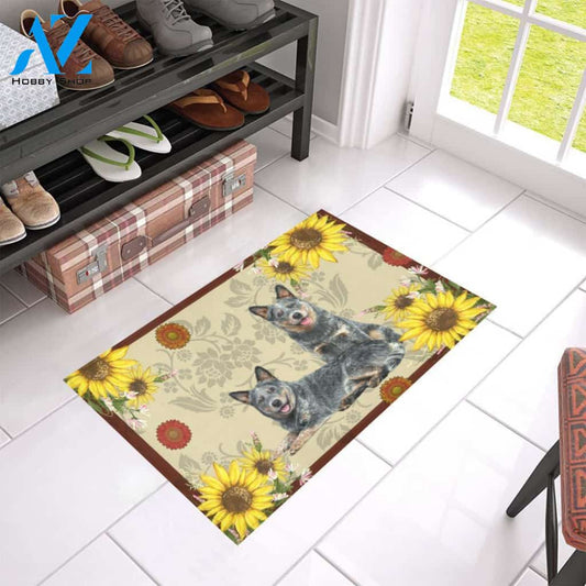 Dog Flower Easy Clean Welcome DoorMat | Felt And Rubber | 40x60 cm | 45x75 cm | 60x90 cm | Colorful | DO1551