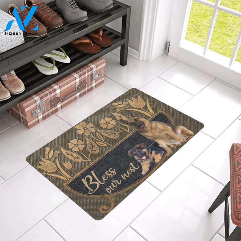 Dog - German Shepherd Easy Clean Welcome DoorMat | Felt And Rubber | 40x60 cm | 45x75 cm | 60x90 cm | Colorful | DO1338