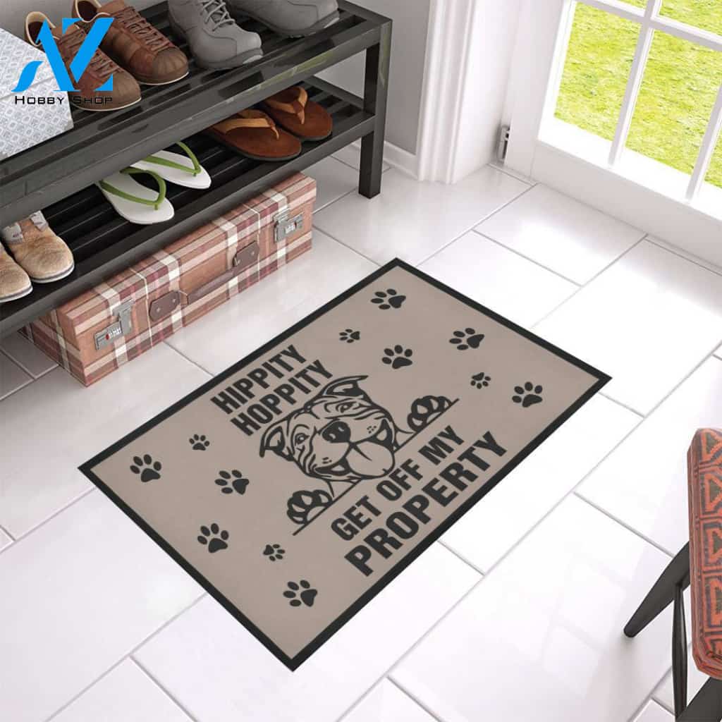 Dog - Get Off Pitbull Easy Clean Welcome DoorMat | Felt And Rubber | 40x60 cm | 45x75 cm | 60x90 cm | Colorful | DO1362