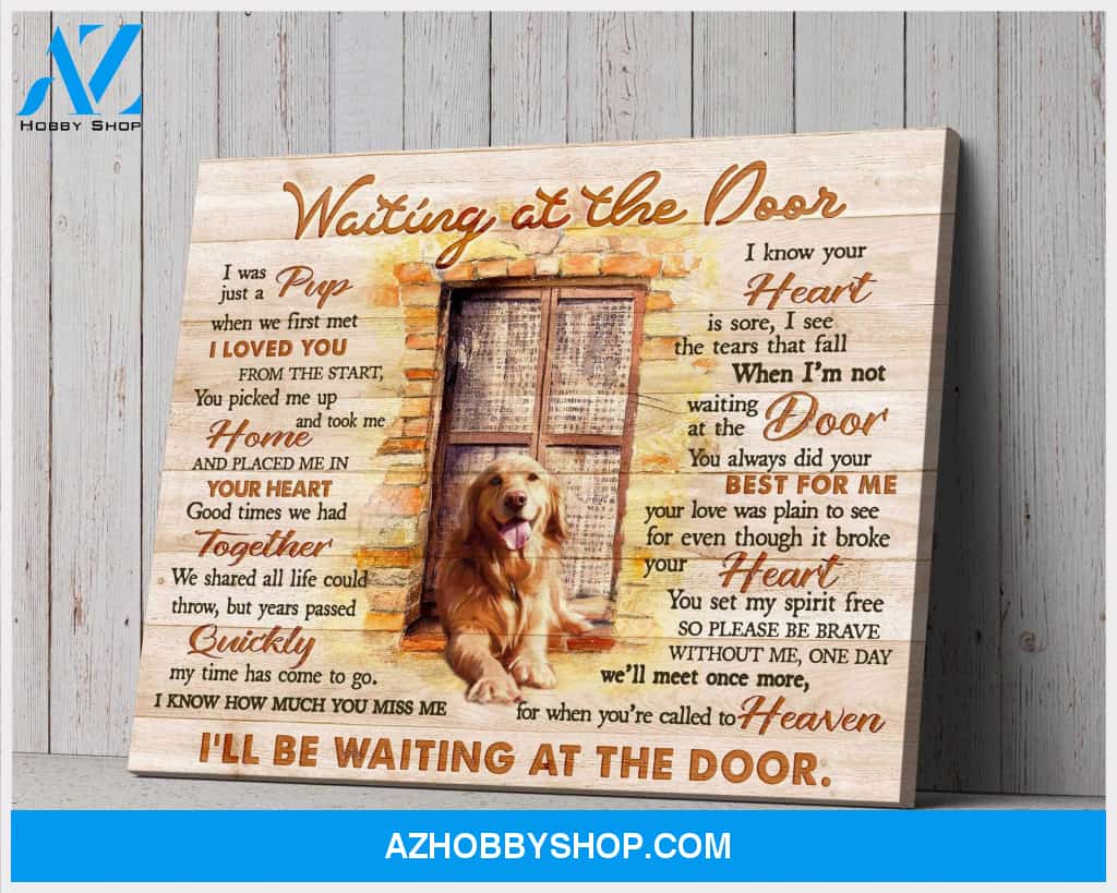 Dog Golden Waiting At The Door Canvas Wall Art