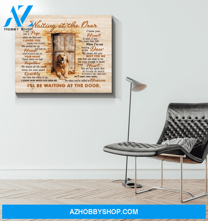 Dog Golden Waiting At The Door Canvas Wall Art