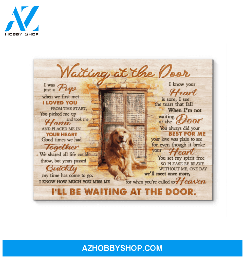 Dog Golden Waiting At The Door Canvas Wall Art