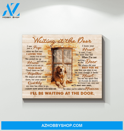 Dog Golden Waiting At The Door Canvas Wall Art