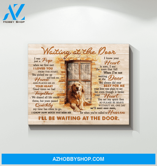 Dog Golden Waiting At The Door Canvas Wall Art