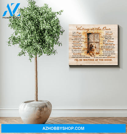 Dog Golden Waiting At The Door Canvas Wall Art
